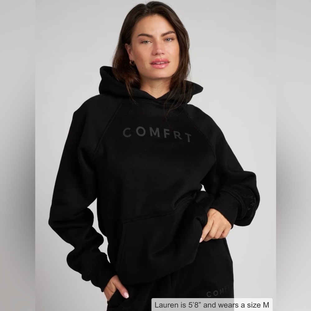 Comfrt Tranquil Hoodie Unisex Large Black Oversized Heavyweight Kangaroo Pocket - Picture 2 of 11